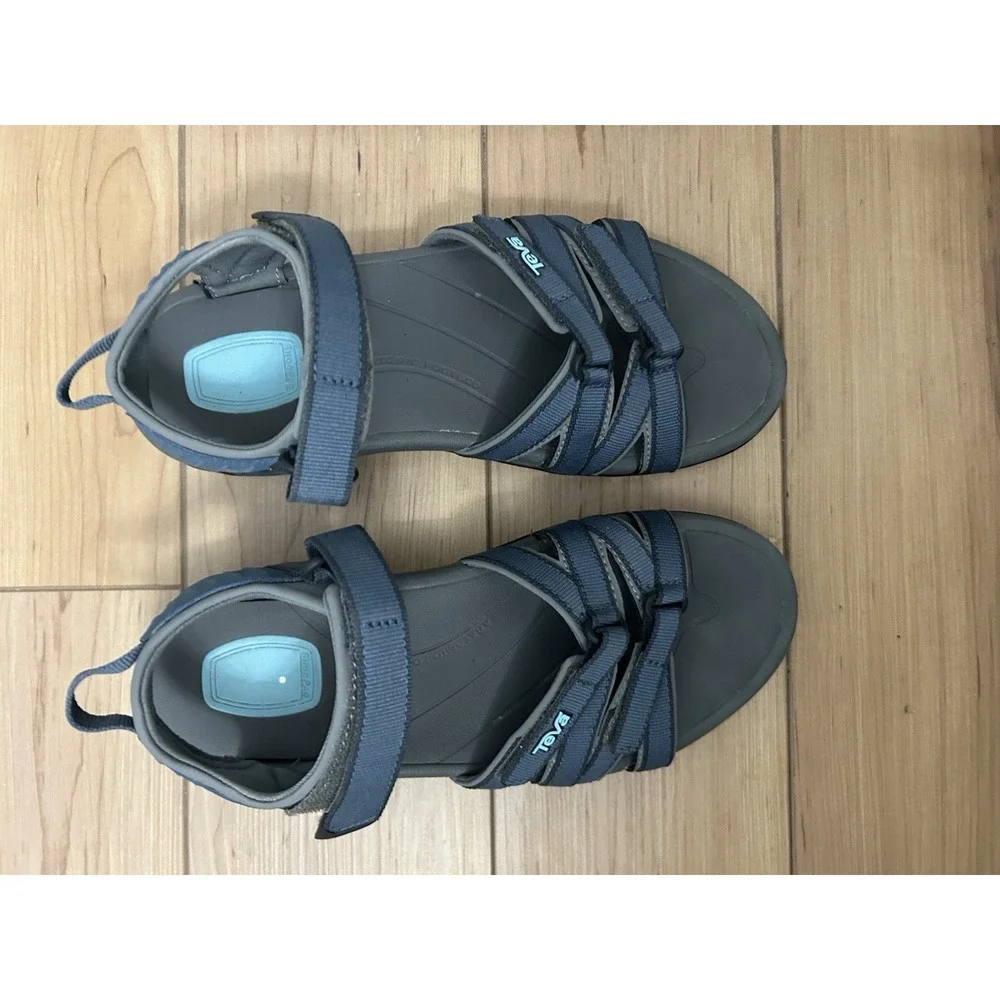 Teva Tirra Sport Sandals Womens US 7 Blue Gray Hook Loop Outdoor Hiking Water